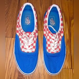 Vans Era Low Top | Red, White And Blue Checkered Canvas Shoes